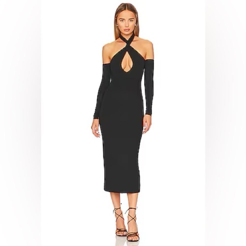 x REVOLVE Riannon Midi Dress in Black SZ large